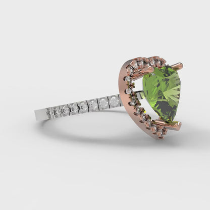 2.285 cttw Natural Peridot Hidden Halo Engagement Ring - Solid Gold (Heart Cut,8mm)