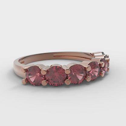1.19 cttw Simulated Pink Tourmaline Round Cut Rose Gold Eternity Wedding Band