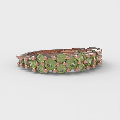 0.98 cttw Natural Peridot Round Cut Rose Gold Eternity Wedding Band