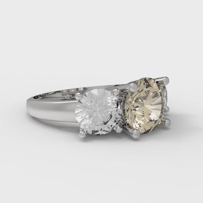 2.5 cttw Natural Morganite Three-Stone Engagement Ring - Solid Gold (Round Cut,7.5mm)