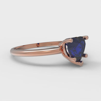 1.25 cttw Simulated Blue Sapphire Solitaire  Engagement Ring - Solid Gold (Heart Cut,7.0mm)