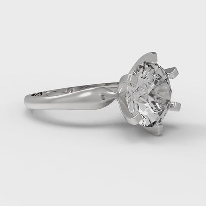 2.5 cttw Certified Moissanite Solitaire  Engagement Ring - Solid Gold (VVS1, D-F,Round Cut,8.5mm)