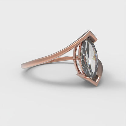 2 cttw Certified Moissanite Solitaire  Engagement Ring - Solid Gold (VVS1, D-F,Marquise Cut,12x6mm )