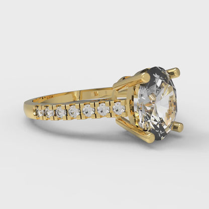 2.21 cttw White Sapphire Solitaire with Zirconia Simulated Diamond Accents Engagement Ring - Solid Gold (Oval Cut,9X7mm)