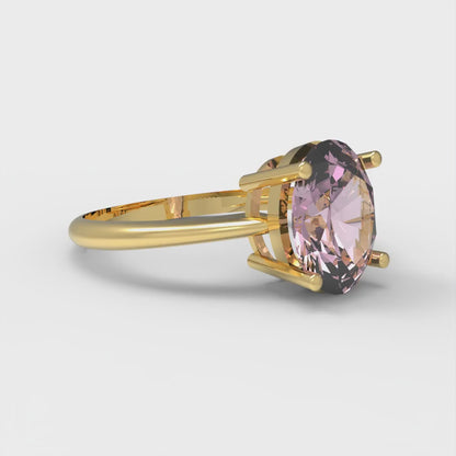 2 cttw Zirconia Simulated Pink Diamond Solitaire  Engagement Ring - Solid Yellow Gold (VVS1, Oval Cut,9x7mm)