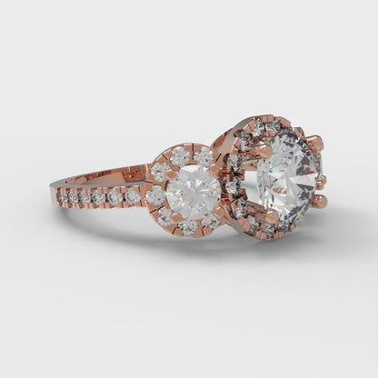 1.46 cttw White Sapphire Three-Stone Engagement Ring - Solid Gold (Round Cut,6.0mm)