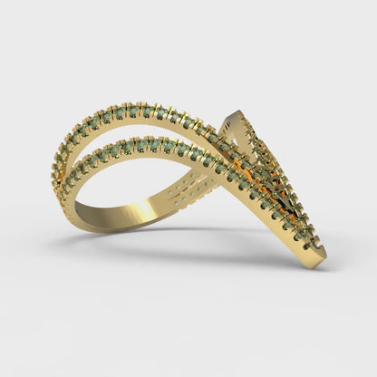 0.525 cttw Simulated Emerald Statement Engagement Ring - Solid Yellow Gold (VVS1, Round Cut,1.0mm)