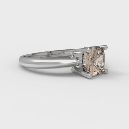 1 cttw Yellow Moissanite Solitaire  Engagement Ring - Solid White Gold (VVS1, Cushion Cut,6mm)