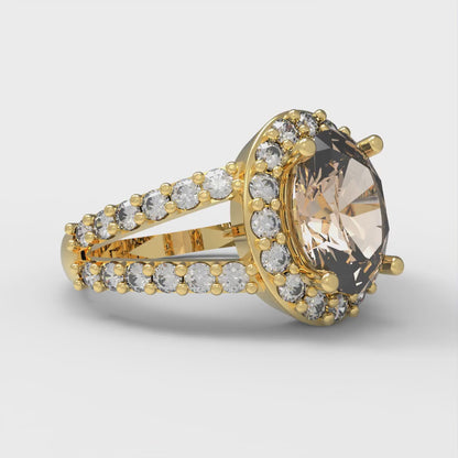 2.6 cttw Yellow Moissanite Hidden Halo Engagement Ring - Solid Gold (Oval Cut,9x7mm)