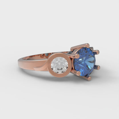 1.72 cttw Simulated Tanzanite Three-Stone Engagement Ring - Solid Gold (Round Cut,6.5mm)