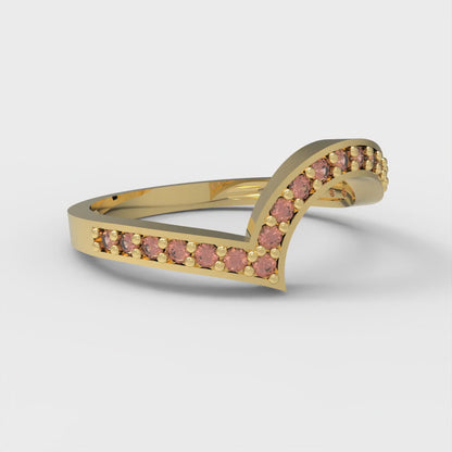 0.165 cttw Simulated Red Diamond Round Cut Yellow Gold Eternity Wedding Band