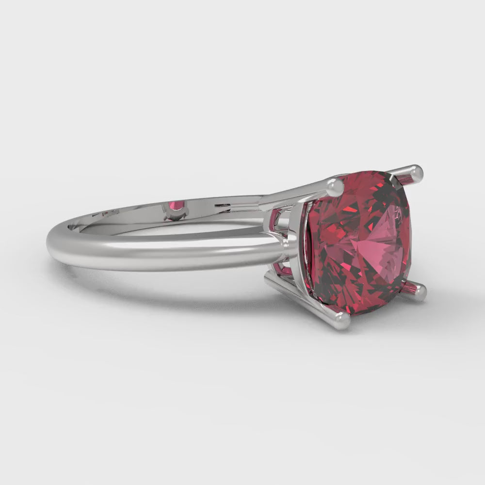 2 cttw Simulated Pink Tourmaline Solitaire  Engagement Ring - Solid Gold (Cushion Cut,7mm)
