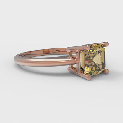 1 cttw Zirconia Simulated Yellow Diamond Solitaire  Engagement Ring - Solid Gold (VVS1, Asscher Cut,6mm)