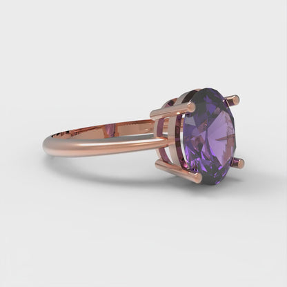 2 cttw Natural Amethyst Solitaire  Engagement Ring - Solid Gold (Oval Cut,9x7mm)