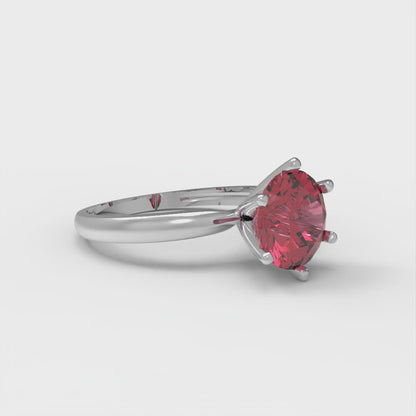 1.5 cttw Simulated Ruby Solitaire  Engagement Ring - Solid White Gold (VVS1, Round Cut,7.5mm)