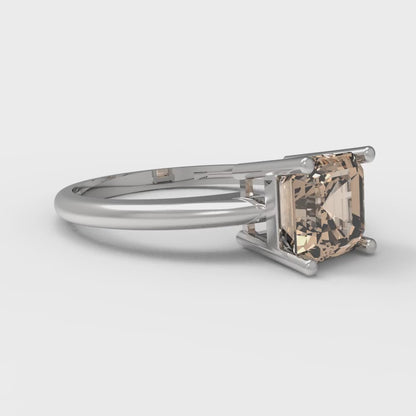 1 cttw Yellow Moissanite Solitaire  Engagement Ring - Solid Gold (Asscher Cut,6mm)