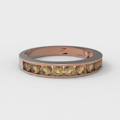 0.39 cttw Simulated Champagne Diamond Round Cut Rose Gold Eternity Wedding Band