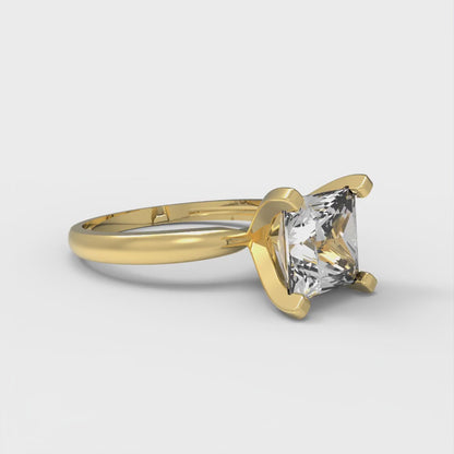 2 cttw Certified Moissanite Solitaire  Engagement Ring - Solid Gold (VVS1, D-F,Princess Cut,7.0mm)