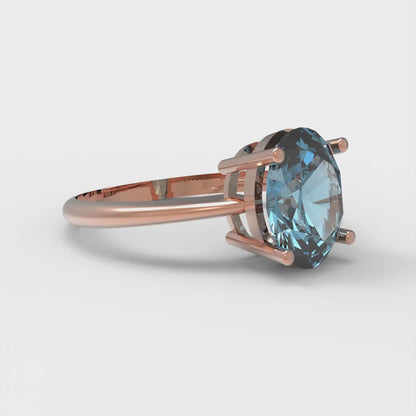 2 cttw Natural Sky Blue Topaz Solitaire  Engagement Ring - Solid Gold (Oval Cut,9x7mm)