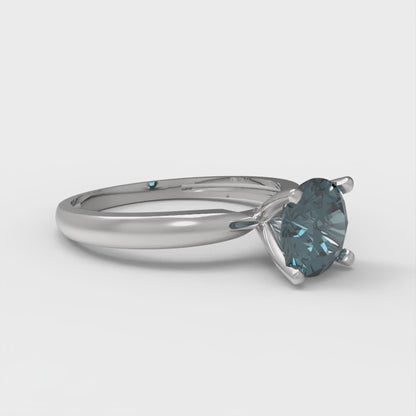 1 cttw Natural London Blue Topaz Solitaire  Engagement Ring - Solid Gold (Round Cut,6.5mm)