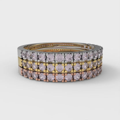 0.855 cttw Simulated Pink Diamond Round Cut White/Rose/Yellow Gold Eternity Wedding Band