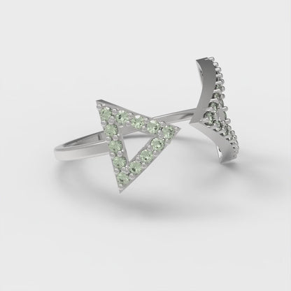 0.2475 cttw Zirconia Simulated Green Diamond Statement Engagement Ring - Solid Gold (VVS1, Round Cut,1.2mm)