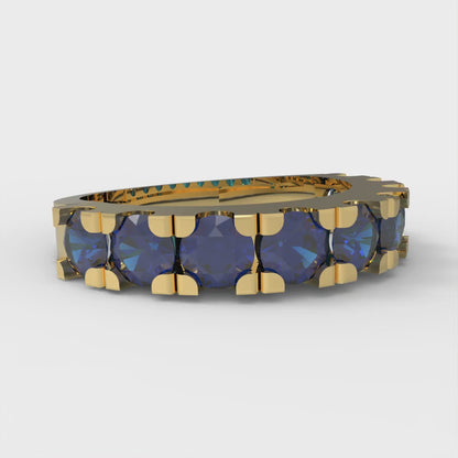 1.53 cttw Simulated Tanzanite Round Cut Yellow Gold Eternity Wedding Band