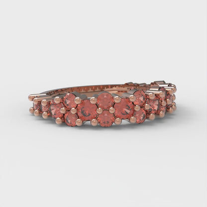 0.98 cttw Simulated Red Diamond Round Cut Rose Gold Eternity Wedding Band