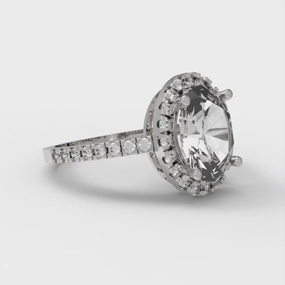 2.27 cttw Certified Moissanite Hidden Halo Engagement Ring - Solid Gold (VVS1, D-F,Oval Cut,9X7mm)