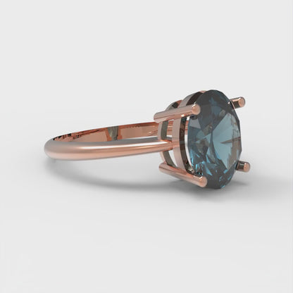 2 cttw Natural London Blue Topaz Solitaire  Engagement Ring - Solid Gold (Oval Cut,9x7mm)