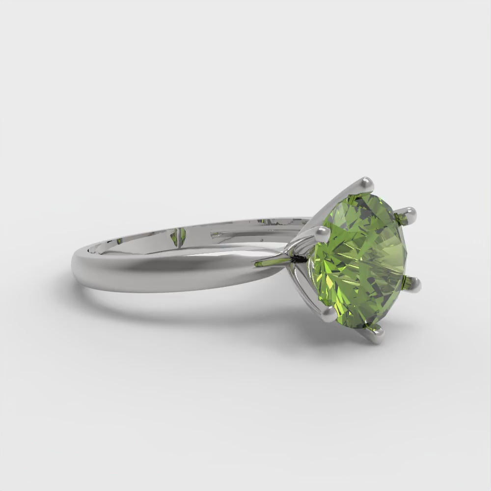 2 cttw Natural Peridot Solitaire  Engagement Ring - Solid Gold (Round Cut,8.0mm)