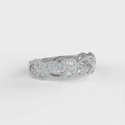 0.17 cttw Natural Aquamarine Round Cut White Gold Eternity Wedding Band