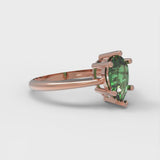 1.0 ct Brilliant Pear Cut Simulated Emerald Stone Rose Gold Solitaire Ring