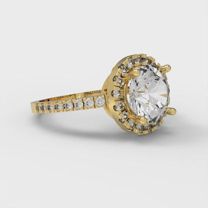 1.8 cttw Zirconia Simulated Diamond Hidden Halo Engagement Ring - Solid Gold (VVS1, Round Cut,7.5mm)