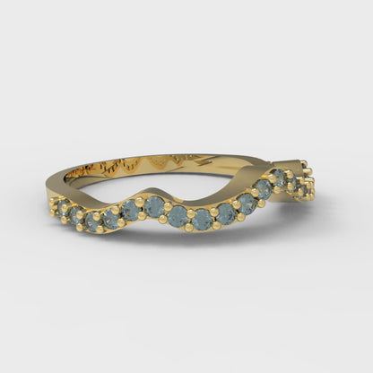 0.23 cttw Natural London Blue Topaz Round Cut Yellow Gold Eternity Wedding Band