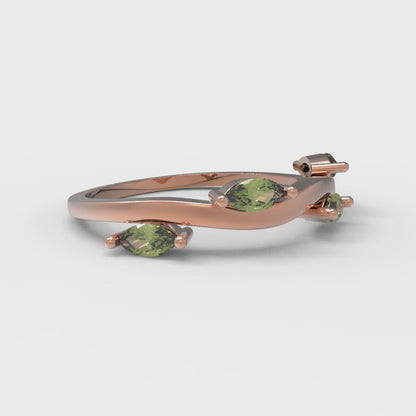 0.4 cttw Natural Peridot Marquise Cut Rose Gold Eternity Wedding Band