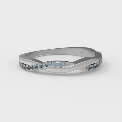 0.16 cttw Natural Swiss Blue Topaz Round Cut White Gold Eternity Wedding Band