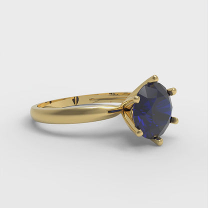 2 cttw Simulated Blue Sapphire Solitaire  Engagement Ring - Solid Gold (Round Cut,8.0mm)