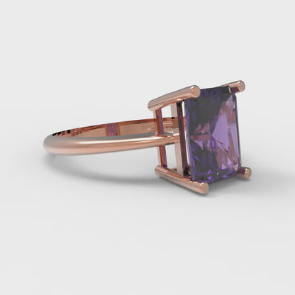 2.5 cttw Natural Amethyst Solitaire  Engagement Ring - Solid Gold (Radiant Cut,8.5x6.5mm)