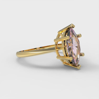 1.5 cttw Zirconia Simulated Pink Diamond Solitaire  Engagement Ring - Solid Gold (VVS1, Marquise Cut ,11x5.5mm)