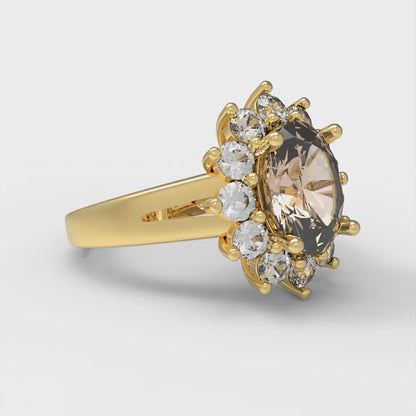 2.72 cttw Yellow Moissanite Hidden Halo Engagement Ring - Solid Gold (Oval Cut,9x7mm)