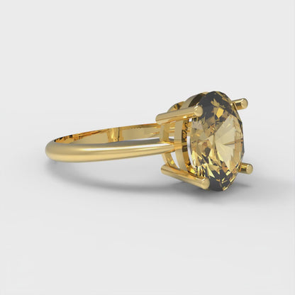 2 cttw Zirconia Simulated Yellow Diamond Solitaire  Engagement Ring - Solid Yellow Gold (VVS1, Oval Cut,9x7mm)