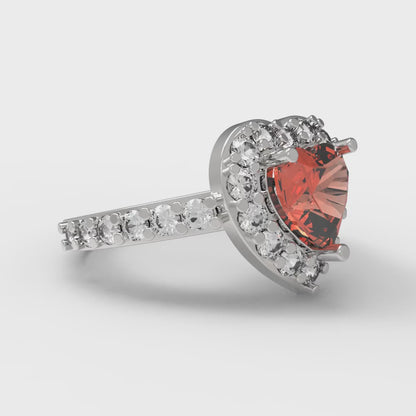 2.03 cttw Zirconia Simulated Red Diamond Hidden Halo Engagement Ring - Solid Gold (VVS1, Heart Cut,7.0mm)