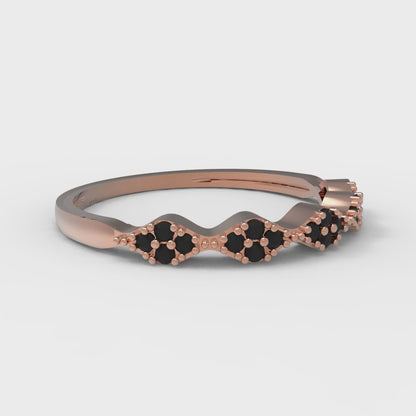 0.1 cttw Natural Onyx Round Cut Rose Gold Eternity Wedding Band