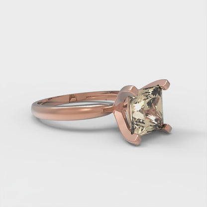 2 cttw Natural Morganite Solitaire  Engagement Ring - Solid Gold (Princess Cut,7.0mm)