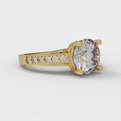 2.21 cttw Zirconia Simulated Diamond Solitaire with Zirconia Simulated Diamond Accents Engagement Ring - Solid Gold (VVS1, Round Cut,8.0mm)