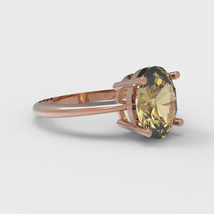 2 cttw Zirconia Simulated Yellow Diamond Solitaire  Engagement Ring - Solid Gold (VVS1, Oval Cut,9x7mm)