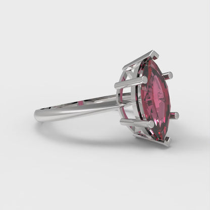 1.5 cttw Natural Garnet Solitaire  Engagement Ring - Solid Gold (Marquise Cut ,11x5.5mm)