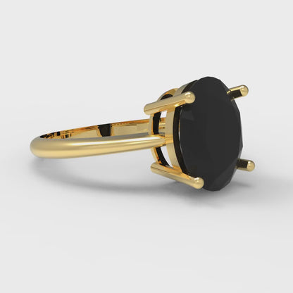 2.5 cttw Natural Onyx Solitaire  Engagement Ring - Solid Gold (Oval Cut,9.5x7.5mm)