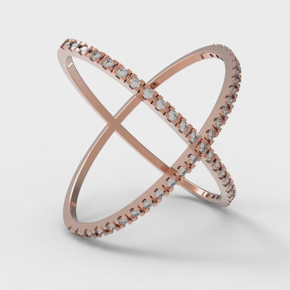 0.245 cttw Moissanite Statement Engagement Ring - Solid Rose Gold (VVS1, Round Cut,1.0mm)